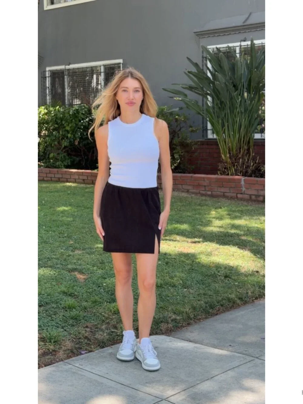 Women's Corduroy Mini Skort with Built-in Shorts, Low Rise Side Slit, Loose Fit
